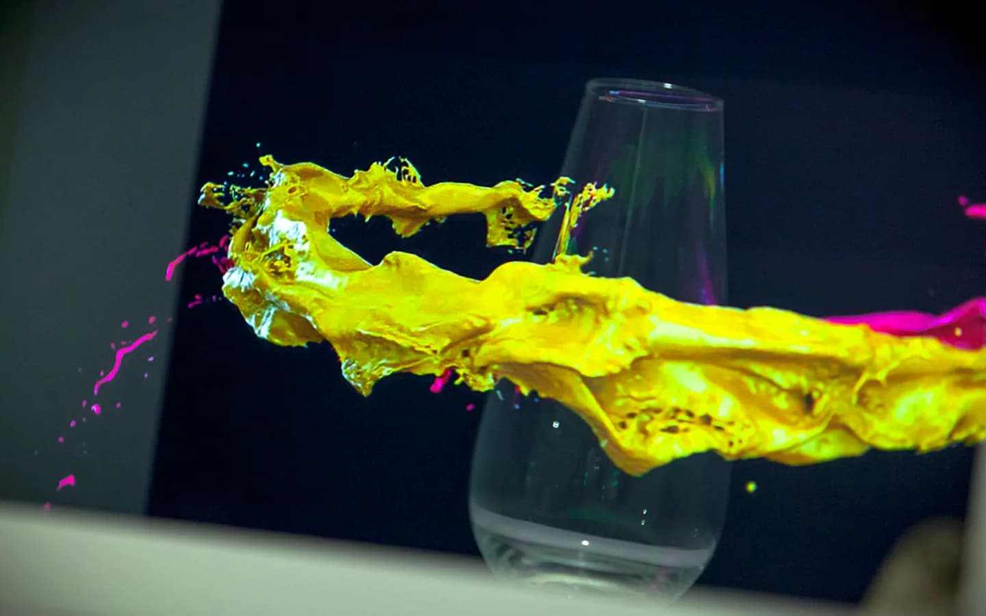 Color experiment result with layered yellow and magenta light.